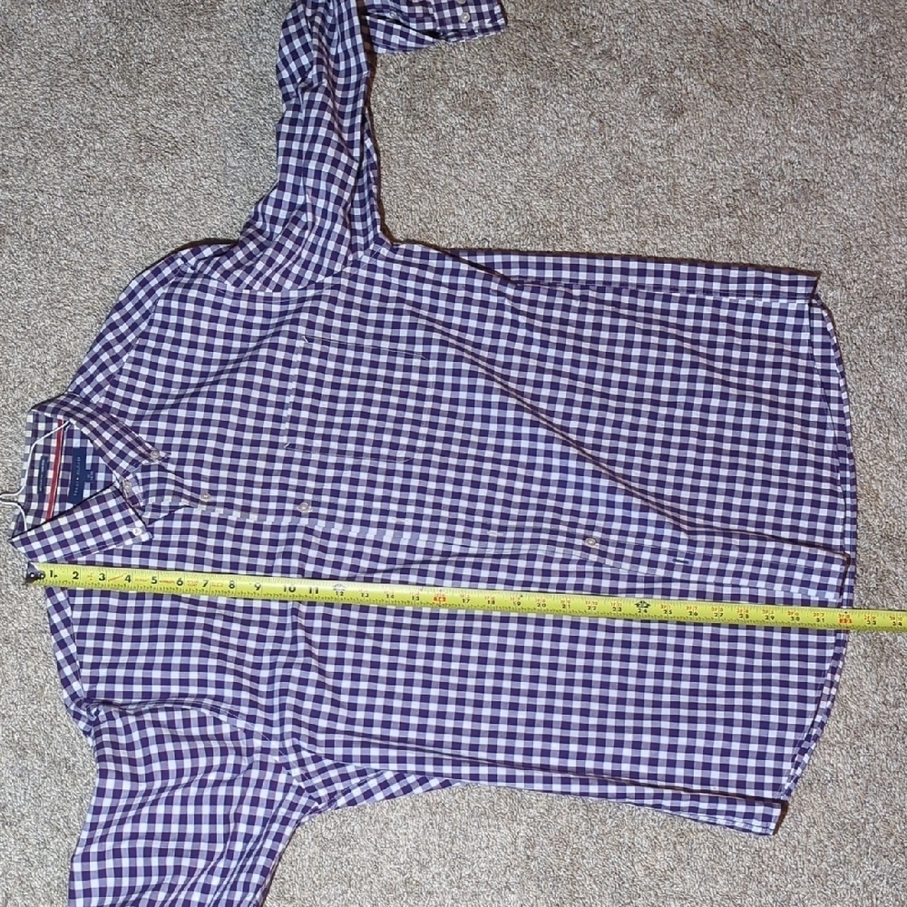 Tommy Hilfiger Navy and White Checkered Dress Shirt - Picture 7 of 8